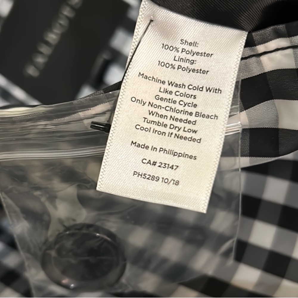 NWT Talbots Mac Black White Gingham Belted Weather Resistant Trench Coat - 6 - Picture 14 of 15